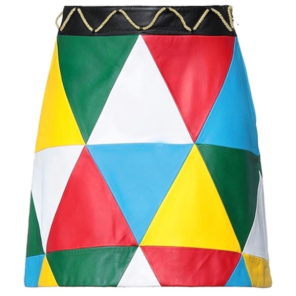 MOSCHINO COUTURE Multi Gold Rope Leather A-Line Mini Skirt Sz 6 NWT - Picture 2 of 13